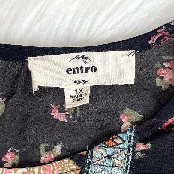 Entro Black Floral Boho Paisley Fall Core Dress - Picture 10 of 15